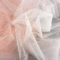 Feintüll mit glitzernden Punkten, Farbe Ivory