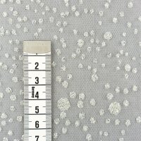 Feintüll mit glitzernden 3D Punkten, Farbe Ivory-Silber