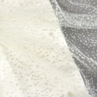 Feintüll mit glitzernden 3D Punkten, Farbe Ivory-Silber