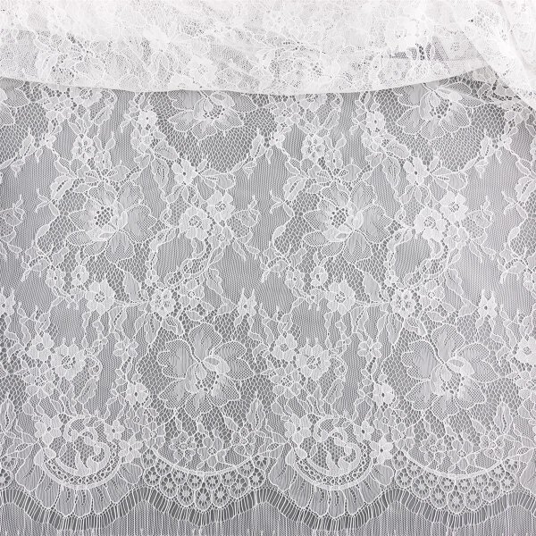 Tüll-Spitze mit Abschlusskante No.1, Farbe Ivory hell