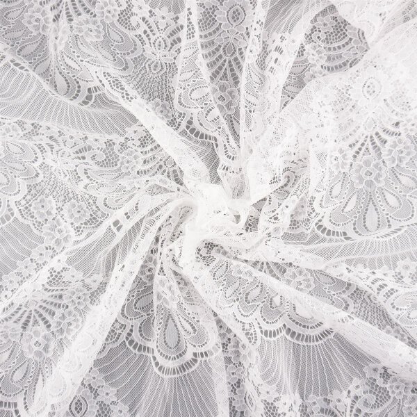Tüll-Spitze mit Abschlusskante No. 4, Farbe Ivory hell