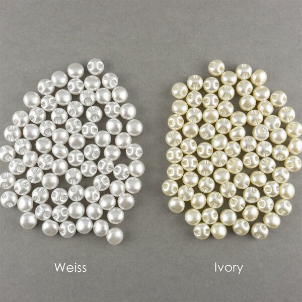 Kugel-Knopf Perle, Ivory oder Weiss