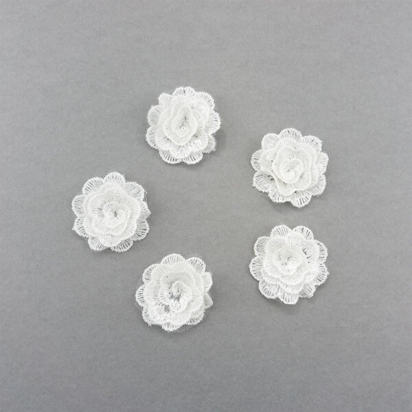 3D Blüten mit Pailletten, Ivory, Gr. L