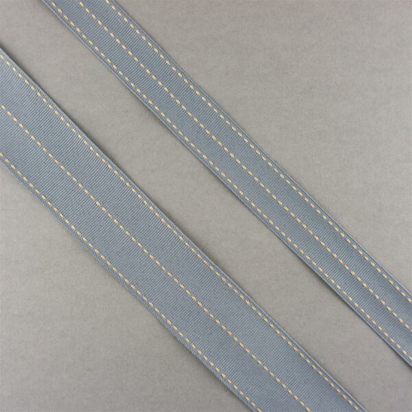Ripsband mit mehrfacher Ziersteppung, Farbe Grau-Beige