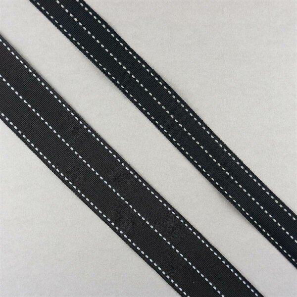Ripsband mit mehrfacher Ziersteppung, Farbe Schwarz-Grau