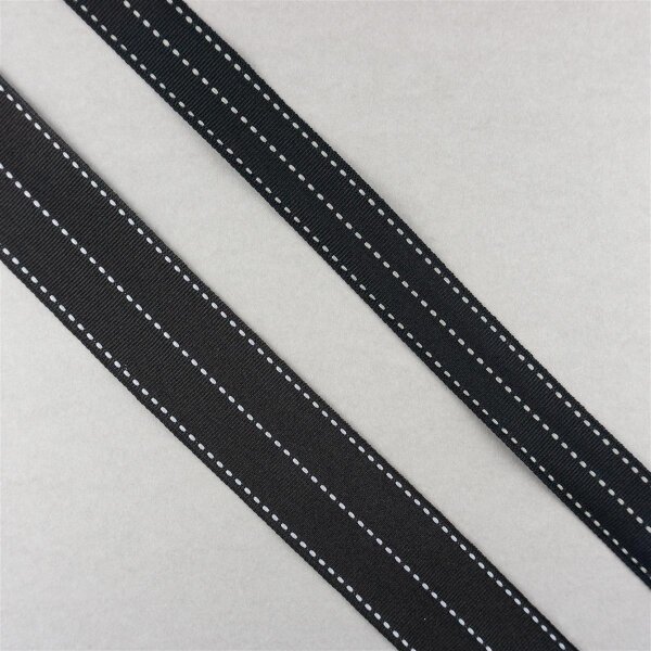 Ripsband mit mehrfacher Ziersteppung, Farbe Schwarz-Grau