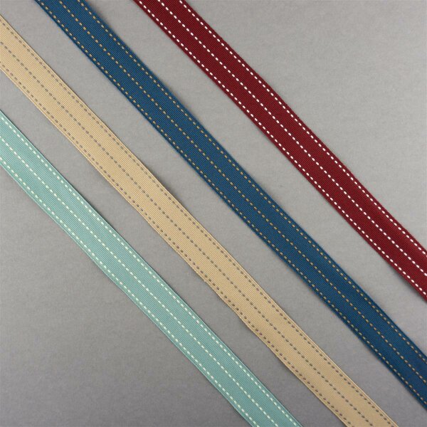 Ripsband mit Ziersteppung, verschiedene Farben, 2,5 cm