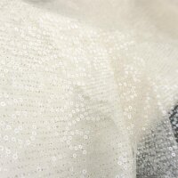 Feintüll mit glitzernden Pünktchen und Pailletten, Farbe Ivory-Silber
