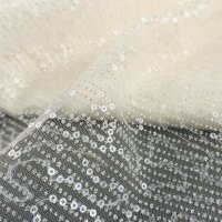 Feintüll mit glitzernden Pünktchen und Pailletten, Farbe Ivory-Silber